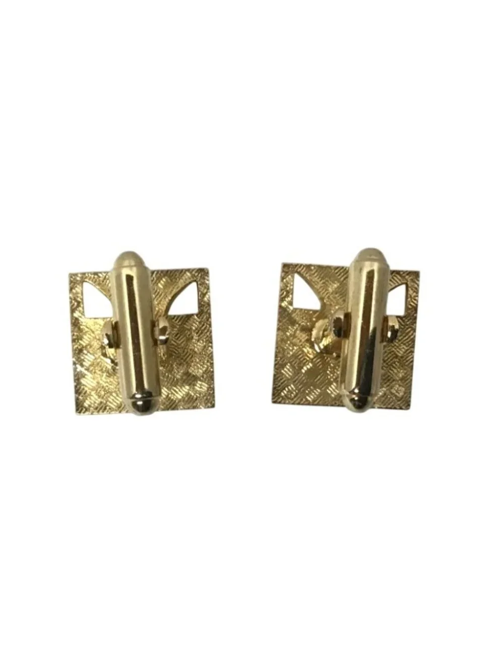 Gold Tone Arrow Design Square Vintage 1960s Cuff Links